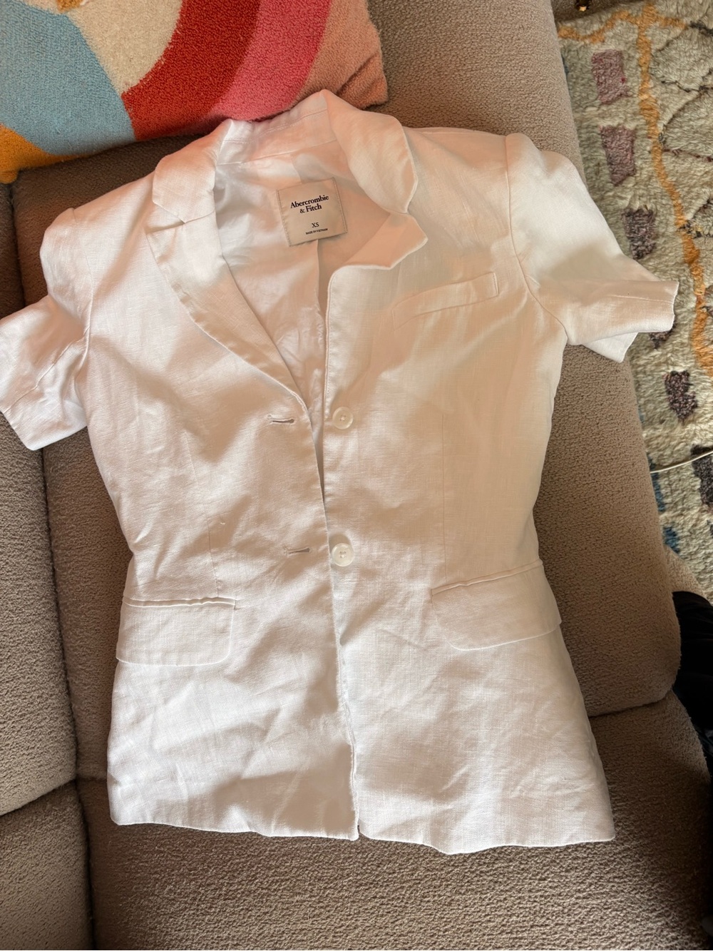 Abercrombie & Fitch White Linen Short Jacket